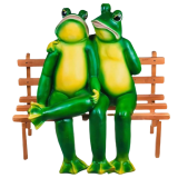 Садовая фигура Лягушки (огромные) + деревянная лавка
